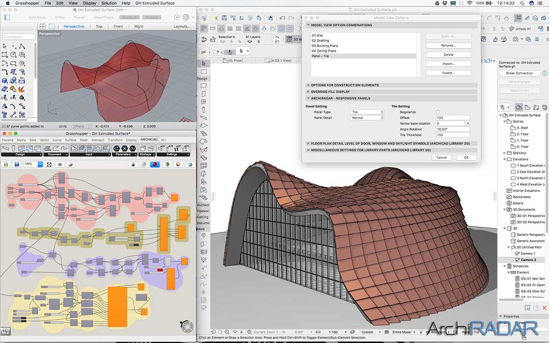 Grasshopper Archicad Extruded surface 04
