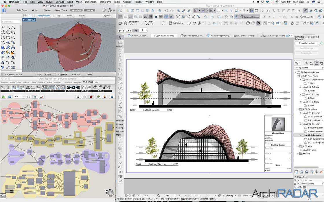 Grasshopper Archicad Extruded surface 05